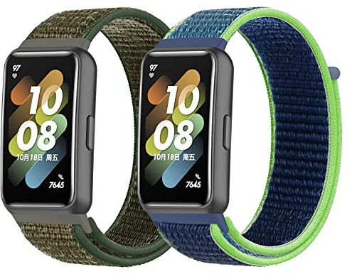 Keecuty 2 Stycken Armband för Band 7, Nylonarmband Kompatibelt Med Justerbart Kardborrband, Ersättningsarmband Sport Loop Soft