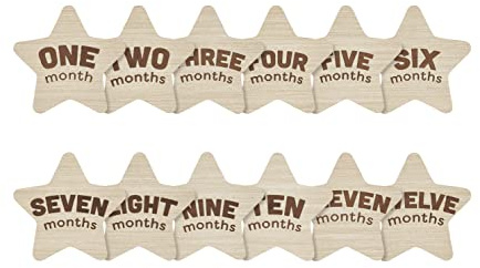 Kate & Milo Wooden Milestone Props, Baby Monthly Photo Discs, Newborn Keepsake Photos, New and Expecting Parents Gift, Gender Neutral Monthly Milestone Markers, Stars