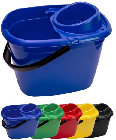 Professional 14L Mop Bucket with Wringer (Blue) Colour Coded With Easy Carry Handle for Domestic and Commercial Cleaning Hospital Contract Cleaning Industrial - Avern