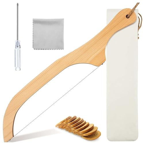LONGHAO Couteau à Pain,Couteau à pain en bois Lame A Pain,Lame Boulanger pour Pain,Lame Dentelée Pain,Lame Boulanger,pour La Pâte À Pain Bricolage,Lame Tranchante,Professionnel pour Couper Pain