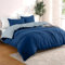Dreamzie - Bettwäsche Set 200x220 cm mit 2 Kissenbezügen 80x80 cm Dunkelblau/Blaugrau - 1 Bettbezug 200x220 aus 100% Mikrofaser - Zertifiziert ohne Chemikalien (Oeko TEX)