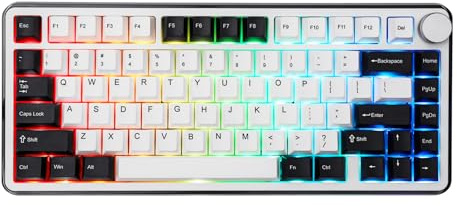 KiiBoom Breeze 75 75% CNC Aluminium und Acryl Wireless Gaming Tastatur, Dichtung mechanische Tastatur, BT5.0/2.4GHz/USB-C Wired RGB Creamy Keyboard, mit 8000mAh Batterie für Win/Mac (Schwarz)