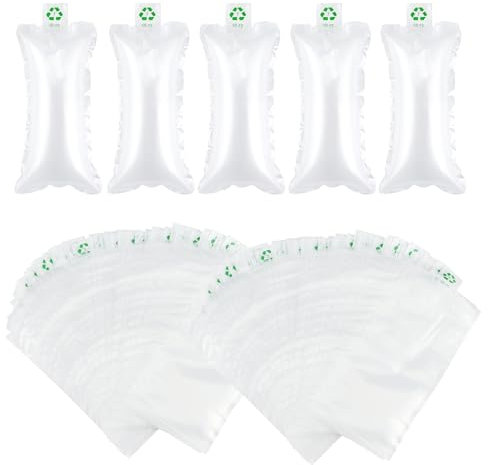 200 Stück Luftpolsterkissen, Luftpolster Füllmaterial, Füllbeutel Aufblasbares Luftkissen für Kosmetik, Glas, Schuhe, Taschen 10x20cm