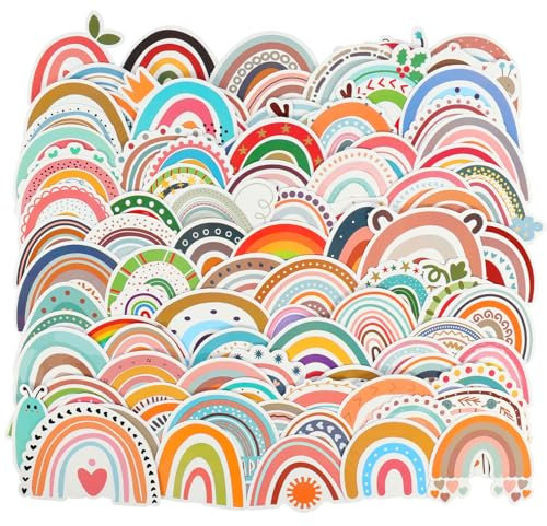 KATIMI 100 Stücke Sticker Regenbogen, Aesthetic Journaling Zubehör,Aufkleber für Scrapbooking,DIY Handwerk,Sticker Set für Gepäck,Laptop Sticker Scrapbook