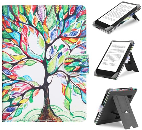 HoYiXi Universel Étui pour 6.8 Pouces,7 Pouces eReader Compatible Pocketbook/Tolino/Sony E-Book Reader Kindle Paperwhite/Kobo Clara HD/Kobo Clara 2E,6,6.8,7 Coque Housse avec Support,Arbre