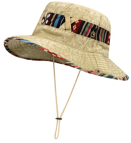 AYPOW Chapeau de Soleil d'été Unisexe UPF 50+ - Boonie en Denim Coton Vintage Délavé, Bob de Pêcheur Cowboy Respirant et Pliable pour Homme Femme - Safari en Jean Extérieur