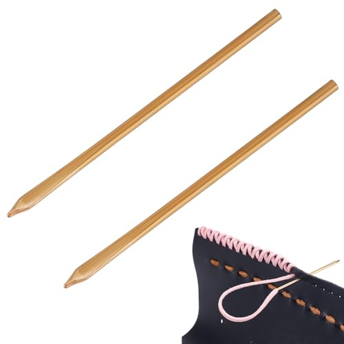 AHANDMAKER 2 agujas de coser de latón para cuero de 2,2 pulgadas, agujas de cordones manuales, herramienta de enhebrado para coser cuero, reparar tejidos, hacer bolsas