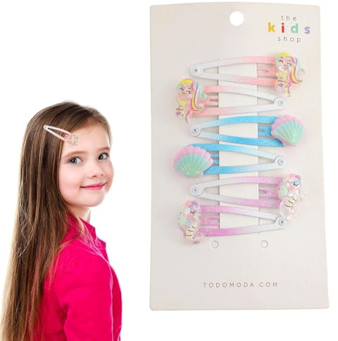 Canollo 6 Stück Haarspangen Mädchen Set, Glänzend Bunte Haarclips, Haarspangen Kinder Set, Glitzer Mädchenschmuck, Niedliche Haarschmuck für Kleinkinder Kinder Mädchen Frauen(Meerjungfrau)