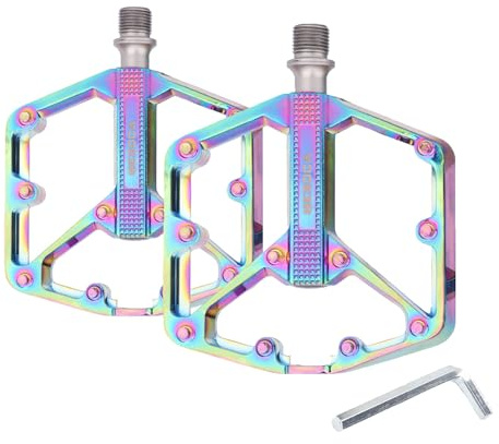Velxnigt Pedales de Bicicleta de Aluminio, Antideslizantes, con 3 rodamientos sellados, 9/16 Pulgadas, adecuados para Bicicletas de montaña,MTB,BMX,Bicicletas eléctricas, Bicicletas de Carrera（Color）