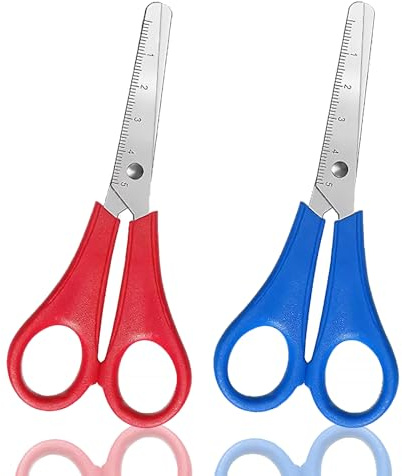 2Pcs Blunt Tip Kids Scissors,Children Blunt tip Safety Scissors Plastic Handle Handmade Scissor Preschool Training Scissor with cm-Scale for KidsScissor Scrapbooking Crafts & School Projects