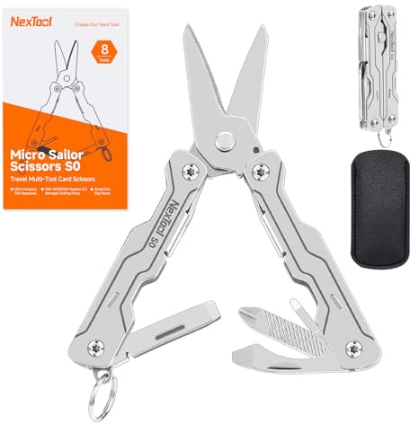 NexTool Multitool Mini Sailor Scissors S0,8-in-1 Micro Ultraleicht EDC Multitool für Schlüsselbund mit Zahnscherschneider,Pinzette,Camping&Wander für DIY, Outdoor&Alltag,Geschenk für Männer&Women