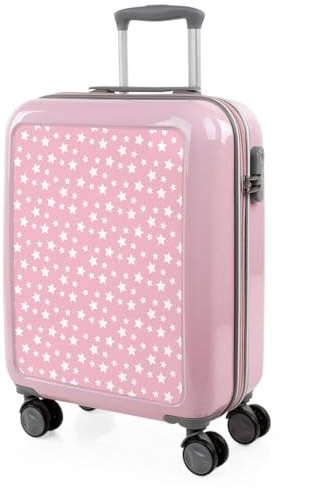 ITACA - Maleta Cabina Infantil con Ruedas Giratorias. Maleta Infantil de Viaje Ligera para Niños, Equipaje de Mano, Compatible Ryanair. Candado de Combinación, Rosa