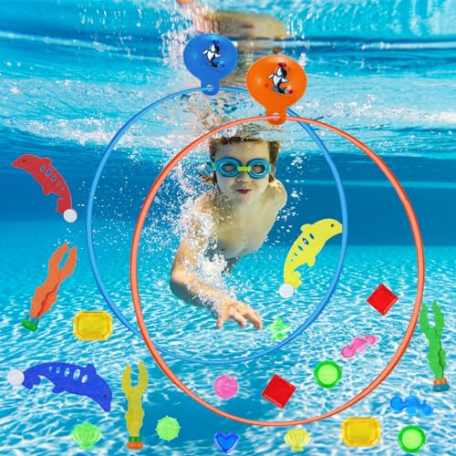 DAJWJAN Kit Plongée Piscine 27 pcs – Jouets sous l’Eau pour Enfants