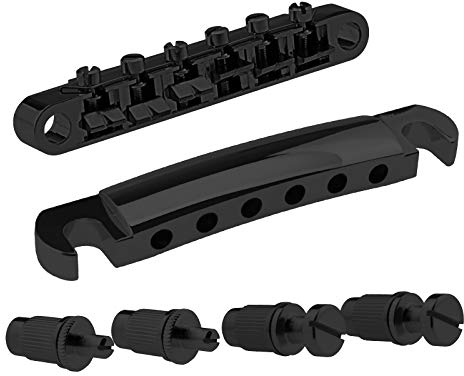 Be In Your Mind E-Gitarre Tune-o Matic Saitenhalter & Bridge Set Schwarz Mit 4 Stk. Bolzen Montagezubehör 52,5 mm für Epiphone Les Paul 6-saitige Gitarre