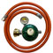 Gasschlauch 150 cm + 50 mbar Regler mit Manometer + Gasflaschenschlüssel