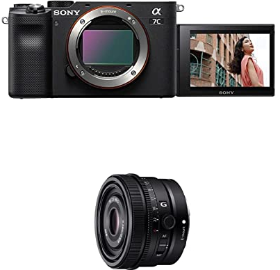 Sony Alpha 7C Fotocamera Digitale Mirrorless Full-Frame, Real-time Autofocus, 24.2 MP, Stabilizzatore Integrato a 5 Assi + SEL-40F25G Obiettivo Full-Frame Focale Fissa 40mm F2.5, Premium Serie G