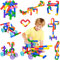 SIENIANLINE STEM Learning Pipe Tube Toy, Tube Locks Construction Building Blocks 96 Pcs - Multicolor Educational Building Blocks Set with Wheels& Spouts & Joints for Kid Ages 3+