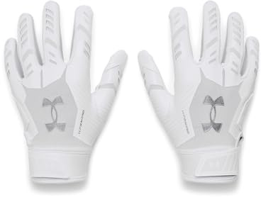 Under Armour Pee Wee F9 - Guantes de fútbol para niños, (100) Blanco/Gris Distante/Plateado Metálico, talla única