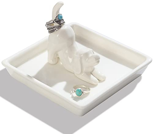 Dog Mum Gifts for Women - Dog Ring Holder with Jewellery Tray, Cute Jewellery Key Organizer, Gifts for Dog Lovers Birthday/Valentine's Day/Christmas/Mother's Day/Thanksgiving Gift, Room Decorations