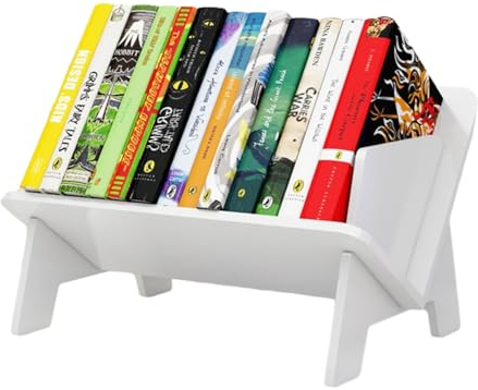 Axroad Mall White Desktop Bookcase, Kids Tilted Bookshelf Storage Display Stand, Small Simple Desk Organiser for Books, Magazine, CDs (White)