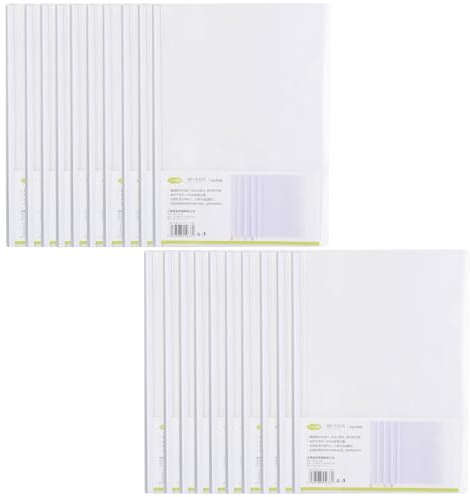 Plástico A4 Sliding Bar Binder, A4 cubierta de plástico para informe, 20 unidades de correderas de carpetas, rieles de sujeción, encuadernación deslizante para casa, escuela, oficina, clasificación de