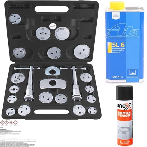 TECPO Universal Bremskolbenrücksteller Satz + Bremsenflüssigkeit SL6, 1 Liter + Bremsenreiniger 500 ml