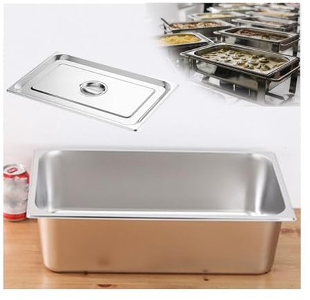 NJDQFA Mahlzeit Zutatenbehälters,Edelstahl Gastro Behälter GN Spülmaschinenfest,Stapelbar Tief Gastronormbehälter,1/1（53 * 32.5）,15cm1.2side