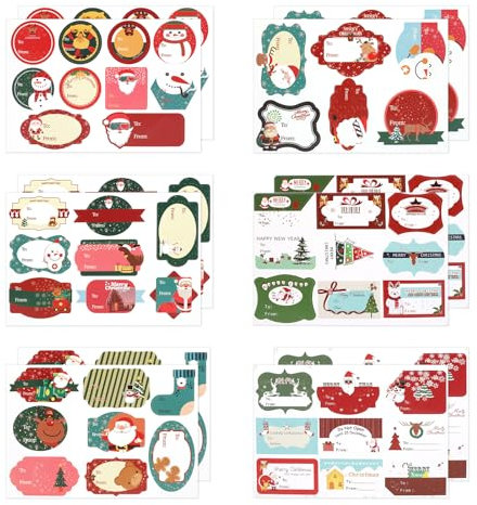 Geschenkaufkleber Weihnachten, Weihnachtsetiketten Selbstklebend, Namensschilder Weihnachten, Weihnachts Etiketten, Aufkleber Weihnachten für Geschenkverpackung und Umschläge(100 Stück)