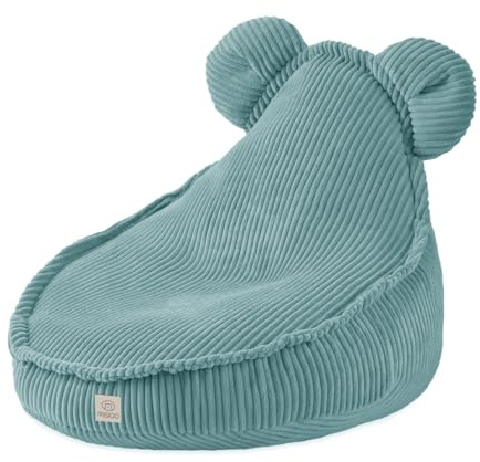 MISIOO Pouf Huggy Bear - Fauteuil pour Enfant en Velours Côtelé - Idéal pour la Chambre - Facile à Laver - Léger et Élégant - 68 x 45 cm - Bleu
