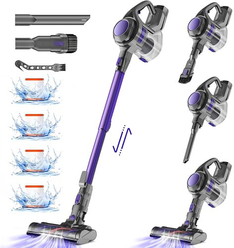 Authmic 36000Pa|50Min Akku Staubsauger,Staubsauger Kabellos mit 1.6L Staubbehälter,HEPA×4, Vacuum Cleaner,Staubsauger für Tierhaare,Teppich und Hartboden