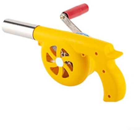 Souffleur manuel pour barbecue avec lame en métal Outil essentiel pour le feu (Jaune (engrenage métallique))