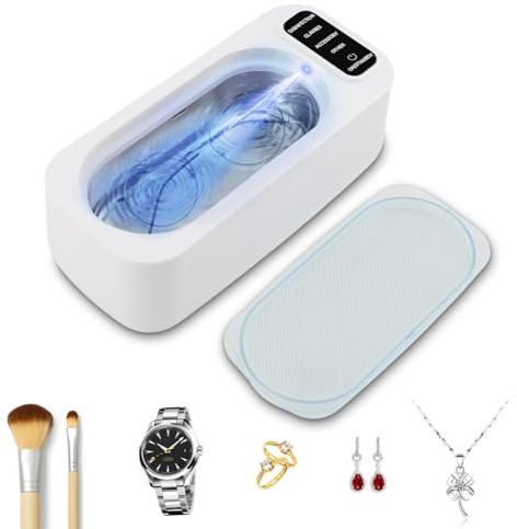 Msiud Ultrasonic Jewelry Cleaner, 47KHz 4 Modes Retainer Cleaner 350ml with 304 Stainless Steel Tank Remove Tarnish, Sonic Cleaning Machine for Jewelry Eyeglass Rings Watch Strap Dentures