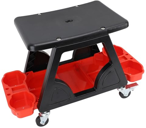 Yechiry Tabouret de Mécanicien Roulant Multifonctionnel, Siège de Travail avec Espace de Rangement, Tabouret d'atelier à Roues Flexibles Rétro, Idéal pour la Réparation Automobile, Le Lavage de