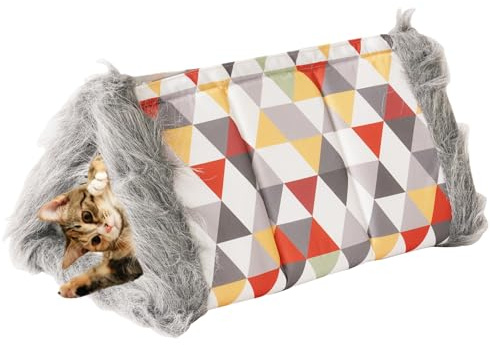Fyrdyn Cabane pour Chat | Chaud Lavable Pliable Doux,Caverne De Sommeil pour Chat D'Intérieur - pour Chiot Confort Hiver Repos Maison Salon Jardin Cour Chambre