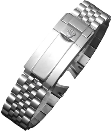 ROUREOX Bracciale Orologio Acciaio Inox Massiccio Cinturino Metallo Estremità Curva Braccialetto Ricambio 20mm Fibbia Solida per Rolex GMT-Master-Argenteo