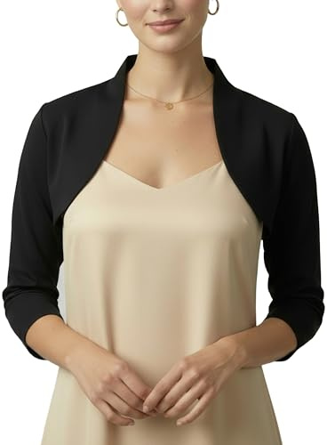 BlackButterfly Bolero Dam 3/4-ärm Figursydd Stretch, Svart, XS