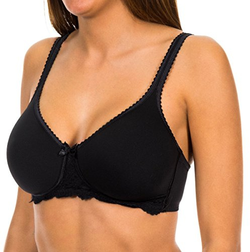 Playtex Soutien-Gorge Spacer sans Armatures Flower Elegance Maintien et Confort x1 Femme, Noir, 90B