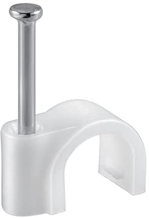 100x Kabelschelle | 4 mm | Nagelschelle Kabelklemme Kabelhalter Haftclips mit eingestecktem Nagel | Höhe: 5,3 mm | Weiß | 100 Stück