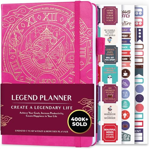 Legend Planner – Weekly & Monthly Life Planner to Hit Your Goals & Live Happier. Organizer Notebook & Productivity Journal. A5 (Hot Pink)