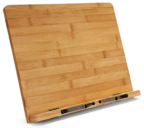 Chiloskit - Soporte de bambú para libros de cocina, documentos y pantalla de PC, soporte para computadora portátil