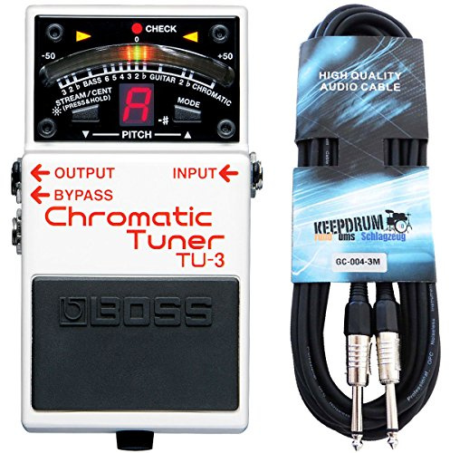 Boss TU-3 stämapparat kromatisk pedaltuner + keepdrum jackkabel 3 m
