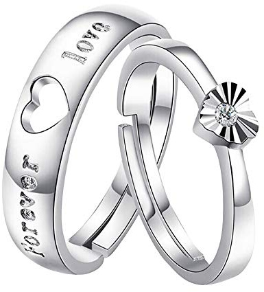 Semplici Anelli per Ragazze Adolescenti Regalo Per Coppia Anello Gioielli Argento 925 Amanti Moda Regolabile Coppia Anello Anelli Suonare 4 Campanello (sliver, One Size)