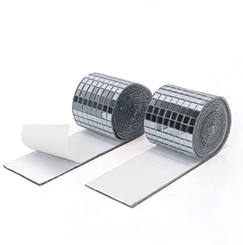 Art3dwallpanels 3776 piastrelle autoadesive a specchio in vetro a mosaico, quadrate, per decorazioni fai da te (argento, 2 rotoli)