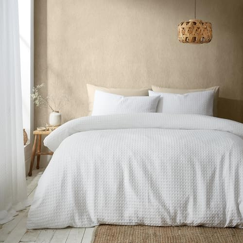 Pineapple Elephant Muscat Waffle King Duvet Cover Set with Pillowcases White
