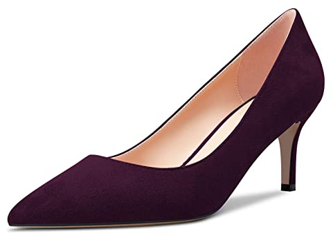 Castamere Femmes Aiguille Mi Kitten Talon Heel 6.5 CM Heels Pointu Bout Escarpins Slip-on Classique Cute Bureau Chaussures Violet A 38 EU