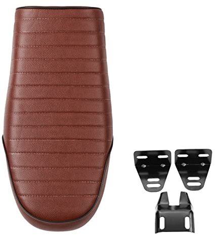 Siège de moto en cuir PU vintage Cafe Racer Siège plat, coussin de selle de moto Cafe Racer pour CG125 GN CG CB400SS pour (type D) avec supports de CB400SS (D) (Type C)