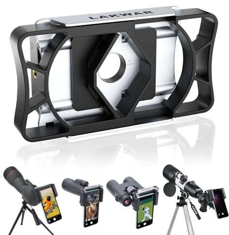 LAKWAR Smartphone Adapter Mount for Telescope, Binoculars, Spotting Scope, Microscope, Monocular, All-in-One Universal Cellphone Holder Clip Bracket Fits Almost of Android&iPhone