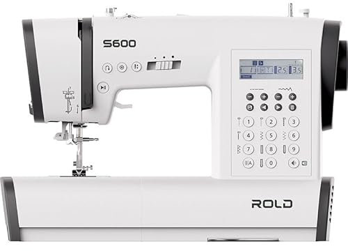 ROLD S600 Computernähmaschine – 197 Stichprogramme, 7 automatische Knopflöcher, Horizontalgreifer, automatischer Nadeleinfädler & Start/Stopp-Taste | Metallrahmen & LED-Beleuchtung