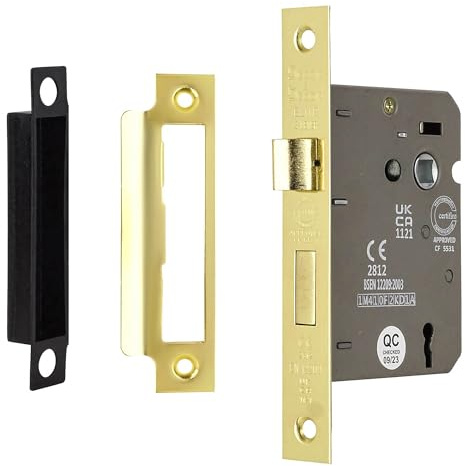 Decoranddecor Sash Mortice Door Lock with Keys - 3inc / 76mm - Electro Brass - Fire Rated - UKCA & CE Approved