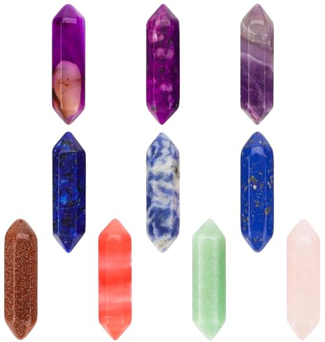 NICKLIN Cristaux de Guérison,10 pierres Pierre de Guérison Naturelles,Cristaux de Guérison avec Pierres de Palme en Forme,Hexagone Guérison Cristal Reiki Méditation,Spirituels,Relaxation,Décoration